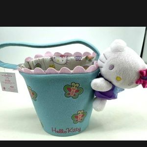 NWT Hello Kitty Butterfly Blue Flower Easter Basket 2006 Sanrio Spring